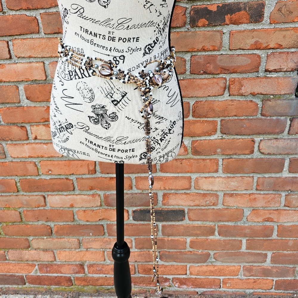 ✨ New Natural Seashell Beaded Macramé Boho Belt | Adjustable | Size L ✨